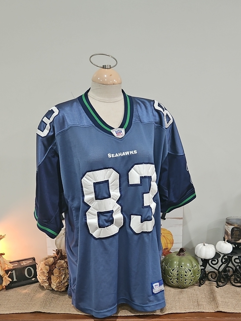 Seahawks #83 Navy Blue Men's Football Jersey Deion Branch Sz Xl Vtg